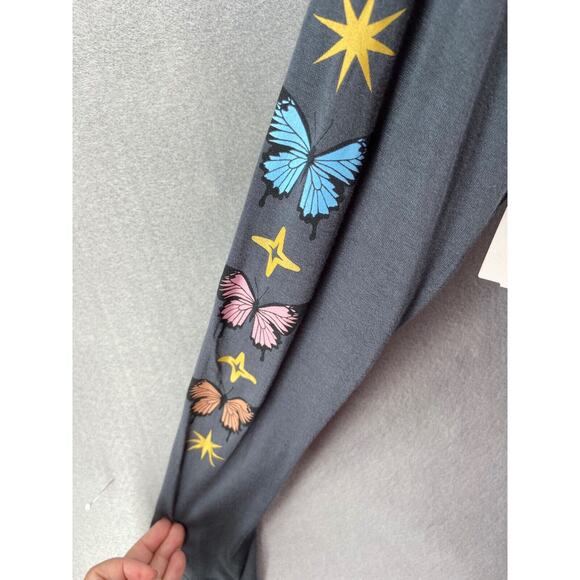 Stunner California T-Shirt Womens S Gray Pink Butterfly Long Sleeve Cosmic Force - Picture 5 of 8